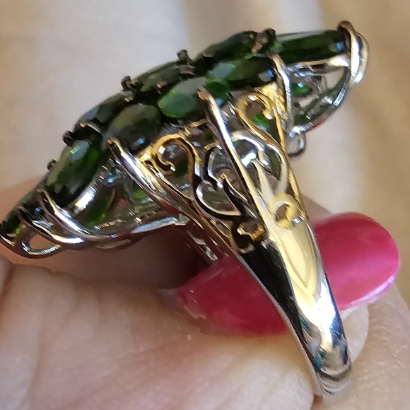 Sz 6, Chrome Diopside 12.40 Carats, 925 Silver, Platinum/14K yellow gold Vermeil - Picture 11 of 12